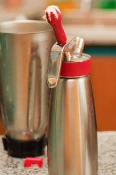 Close up of a delicious Milkshake maker on table 스톡 사진
