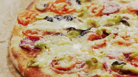 Close up of a delicious slice of home baked Pepperoni cheese pizza Stock Footage 67358023