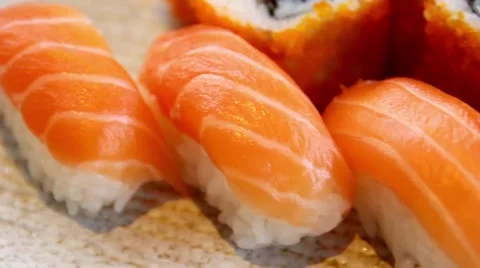 Close-up of delicious sushi Stock Footage 64000008