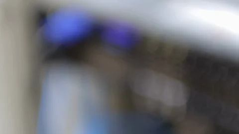Close up of Dell PowerEdge Server powered on Stock Footage 124649809