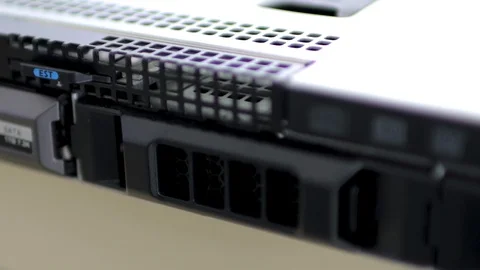 Close up of Dell PowerEdge Server powered on Stock-Footage 124649842