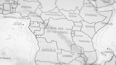 Close Up Of Democratic Republic Of The Congo Borders. World Map Animation. Stock Footage 331810891