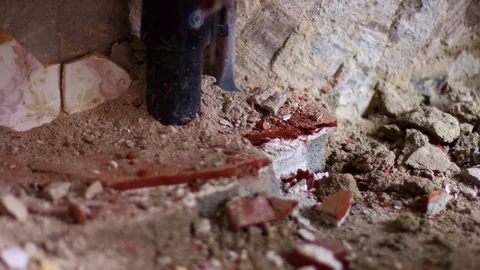 Close up demolition with jackhammer drill Video stock 109532789