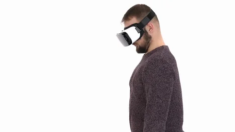 Close-up demonstration of a man in virtual reality headset performing kung fu Stock Footage 121198551