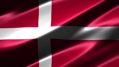 Close up of the Denmark flag blowing in the wind Vídeo Stock 348682221