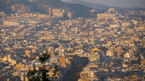 Close-up dense construction of the city. Barcelona, Spain. Historic old Stock Footage 101200987