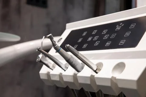 Close-up of dental control panel and handpieces Stock Photos