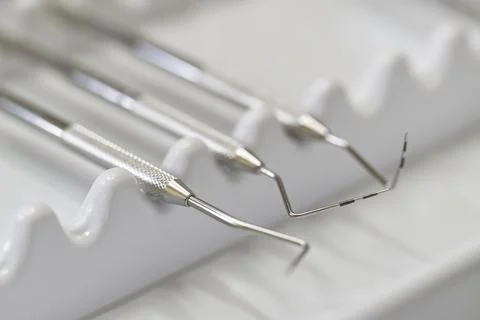 Close-Up of Dental Tools in a Tray Stock Photos