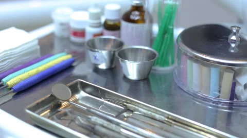 Close up of Dental working tools Stockbeeldmateriaal 139550848