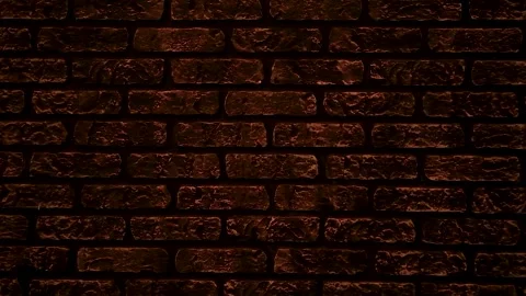 Close-up of a designer wall in the form of an ancient brick, dimly lit wall. Stock Footage 265421092