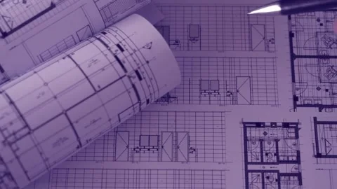 Close up of designers hands. Creative architect projecting on the drawings Stock-Footage 133691783
