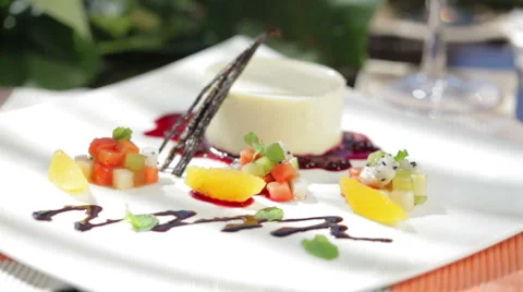 Close up of dessert in sunshine Stock Footage 1018169