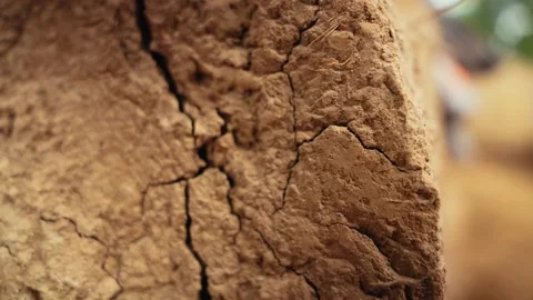 Close up detail of an ancient mud wall Stock Footage 341294732
