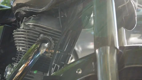 Close-up detail of engine motorcycle Stock Footage 93773069