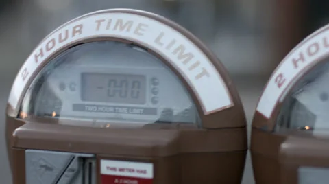 Close up detail of an expired parking meter Stock Footage