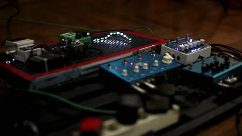 Close up Detail of Guitar Effect Stock Footage 168970070
