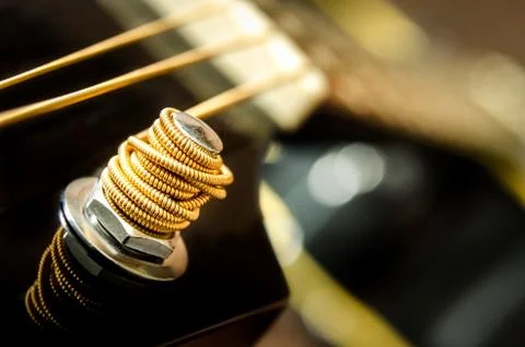 Close up detail of guitar string Stock Photos