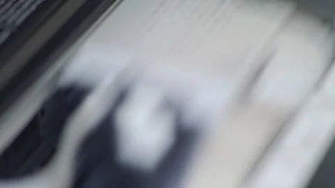 Close up detail of inside working Epson printer while printing Stock Footage 274615803