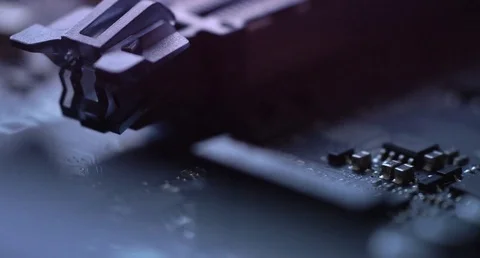 Close up detail of the motherboard. Stock Footage 77254341
