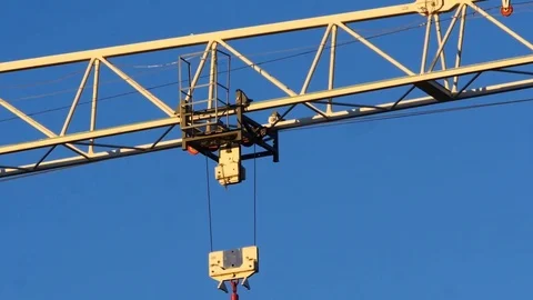 Close up detail of the moving jib on a tower crane Stock Footage 81445174