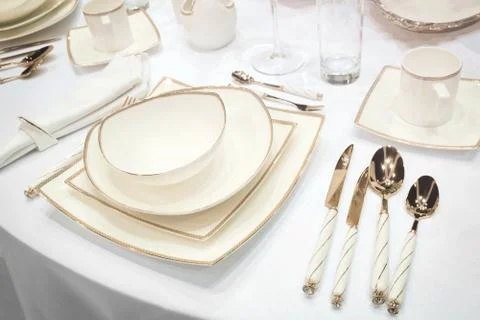 Close up detail of served table Foto stock