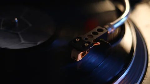 Close detail shot of classic record player Stock Footage 166242811