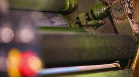 Close-up detail of typography machine and red button Stock Footage 10729924