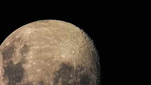 Close up of a detailed moon time lapse in 4K Stock Footage 208596811