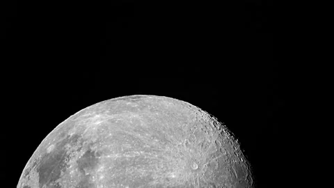 Close up of a detailed moon time lapse B&amp;W in 4K Stock Footage 208597219