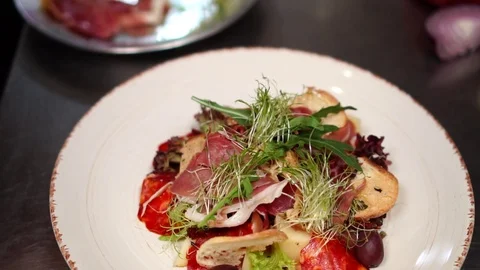 Close up detailed view on beautiful presentation of healthy food meal fresh Stock Footage 106977778