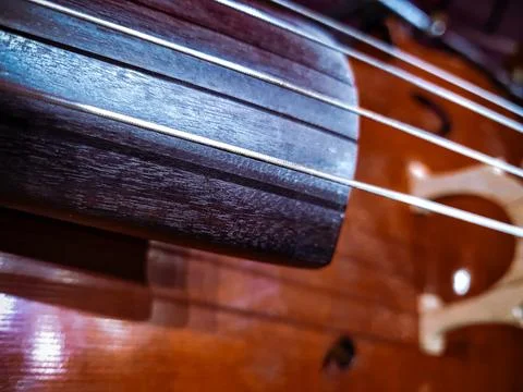 Close-up details of the cello. Stock Photos