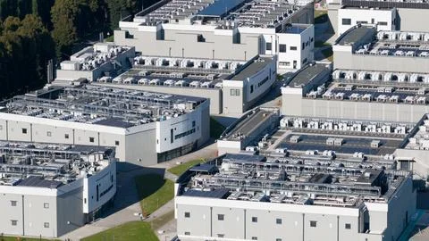 Close up details of data center, computing center, high consumption electricity Stockfoto's