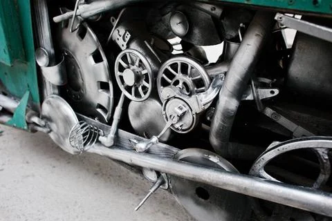 Close up details of handmade motor engine at car Close up details of handm... Stock Photos