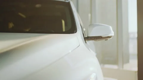 Close up of details of headlights of anonymous prestigious luxury modern car Stock Footage 180842332