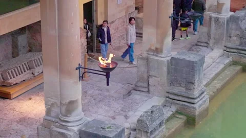 Close Up details of The Roman Baths, Bath, South of England Stock-Footage 325492856