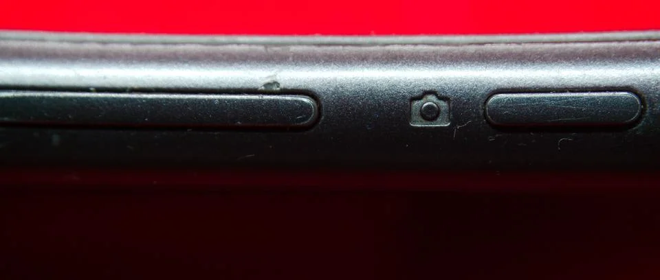 Close up, details of side button of sony smartphone Stock Photos