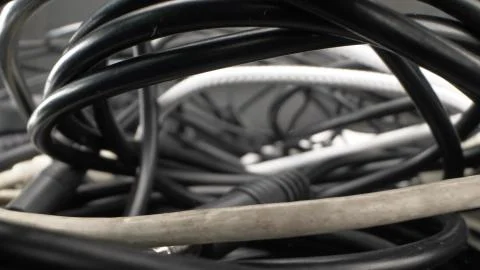 Close up. the details. view inside a coil of electrical wires and cables Stock Illustration