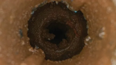 Close up. details, view inside the old rusty radiator Stock Footage 138938303