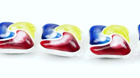 Close-up of Detergent for dishwasher on a white background. Stock Footage 150712703