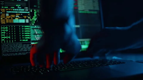 Close up of developing programming and coding technologies. Programmer hands are Stock Footage 163887142