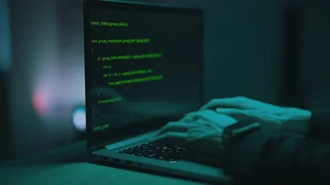 Close up of developing programming and coding technologies. Programmer hands are Stock Footage 164553225