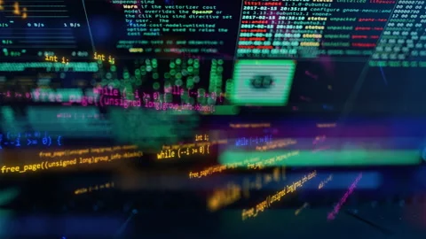 Close up of developing programming and coding technologies. Software coder or Stock Footage 166896889
