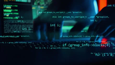 Close up of developing programming and coding technologies. Programmer hands are Stock Footage 268322596