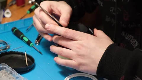 Close-up of the development of a new modern lens in Mstera. Stockbeeldmateriaal 269363497