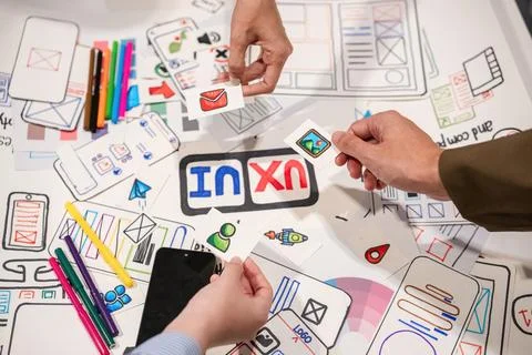 Close-up of the development team Brainstorm and plan group problem solving ideas Stock Photos