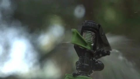 Close-up device for artificial watering of greenery or fields. Artificial Video stock 196026861