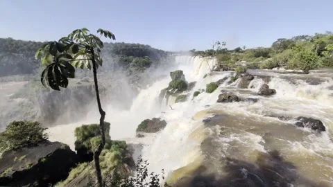 A close-up of Devil's Throat Falls in Iguazu National Park and Reserve in Argent Stock Footage 333868401