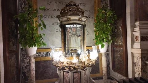 Close-Up Of The Devotional Statue Of Baby Jesus In Sant'Andrea Della Valle Stock Footage 338010238