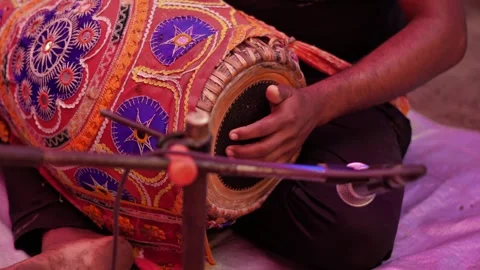 Close-Up of Dholak Being Played in Live Cultural Event. Stock Footage 327985175