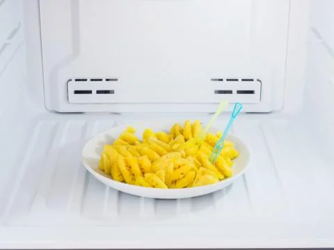 Close up of diet fruit, pineapple dish put on the freezer fridge Stock Photos